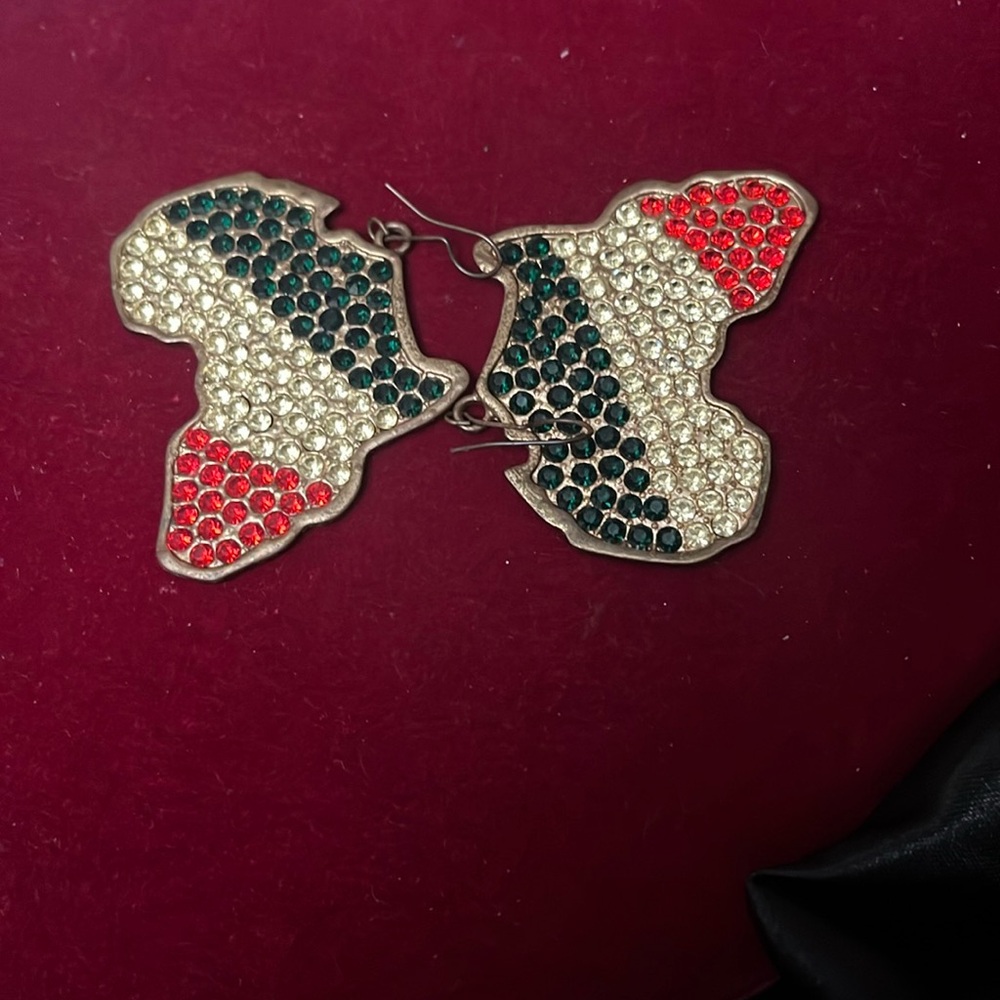 Vibrant Red and Green Butterfly Earrings